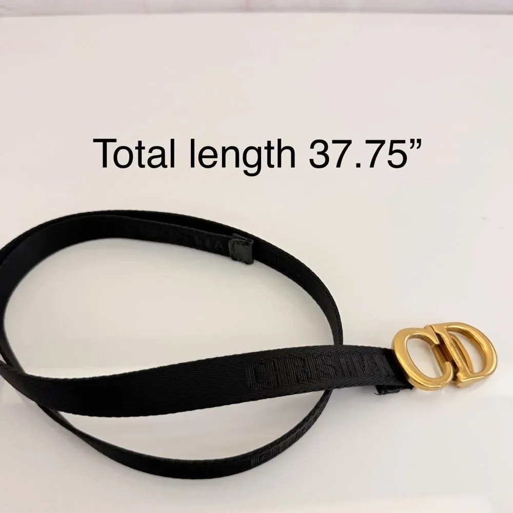 Christian Dior Black Nylon Saddle CD Belt Jacquard